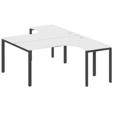 Metal System Рабочая станция криволинейная на П-образном м/к БП.РАС-СА-2.4 Белый/Металл Антрацит 160