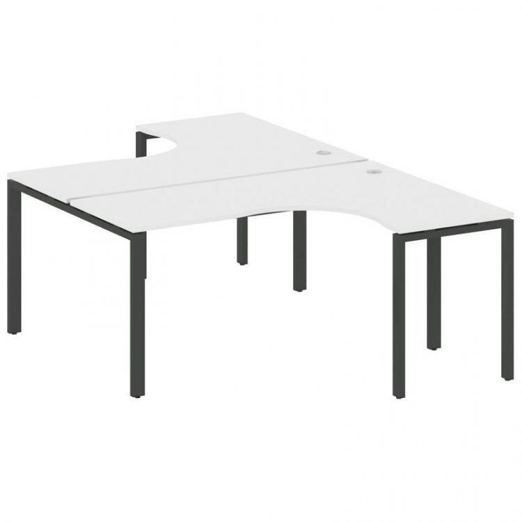 Metal System Рабочая станция криволинейная на П-образном м/к БП.РАС-СА-2.4 Белый/Металл Антрацит 160