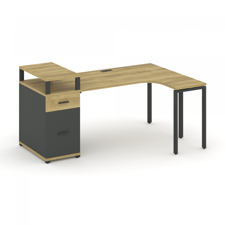 Concept Стол эргономичный CN.SA-408(R) A Дуб Винченцо/Антрацит/Металл Антрацит 2000*1180*917