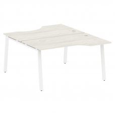 Metal System Рабочая станция криволинейная на А-образном м/к БА.РАС-СА-2.2 Дуб Наварра/Металл Белый