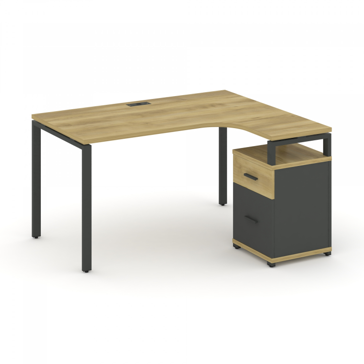 Concept Стол эргономичный с опорной тумбой CN.SA-306(R) A Дуб Винченцо/Антрацит/Металл Антрацит 1380