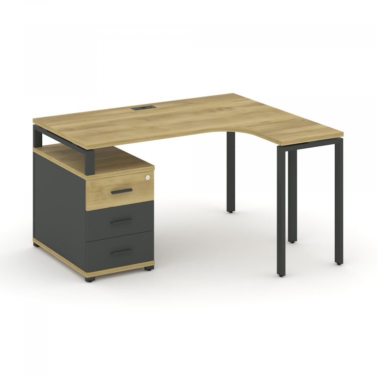 Concept Стол эргономичный с опорной тумбой CN.SA-301(R) A Дуб Винченцо/Антрацит/Металл Антрацит 1380