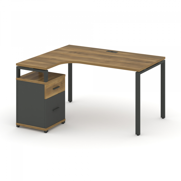 Concept Стол эргономичный с опорной тумбой CN.SA-308(L) A Сандал Янтарный/Антрацит/Металл Антрацит 1