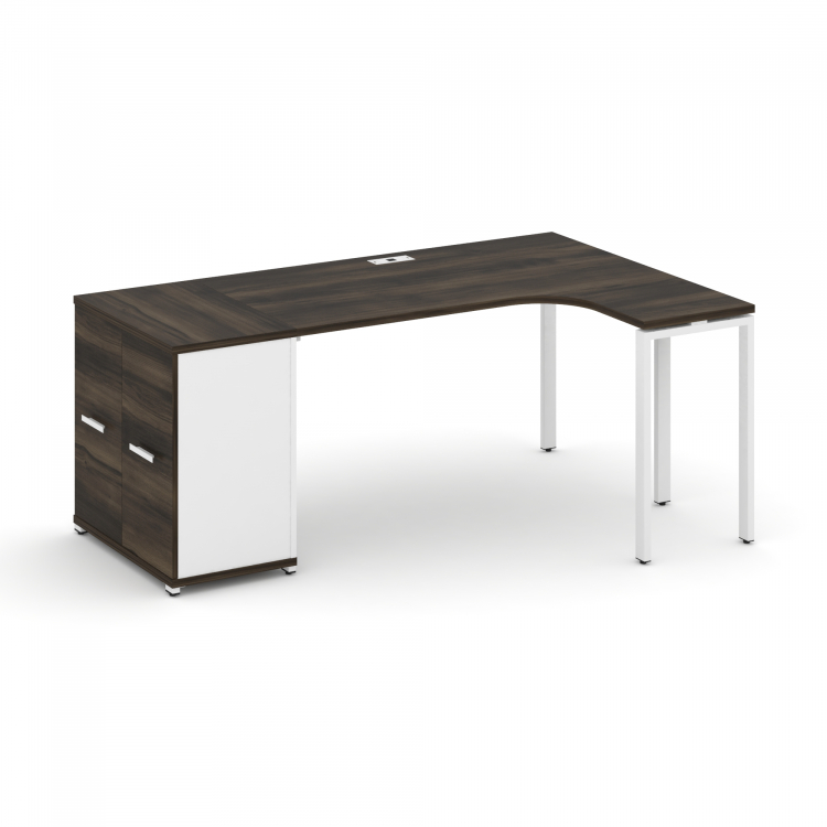 Concept Стол эргономичный с опорным распаш. шкафом CN.SA-209(R) W Дуб Мали/Белый Бриллиант/Металл Бе