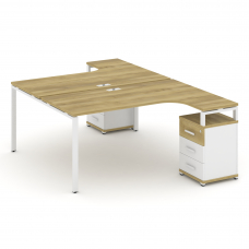 Concept Рабочая станция с 2 опорными тумбами CN.DSA-306 W Дуб Винченцо/Белый Бриллиант/Металл Белый