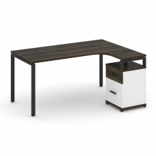 Concept Стол эргономичный с опорной тумбой CN.SA-308(R) B Дуб Мали/Белый Бриллиант/Металл Черный 158