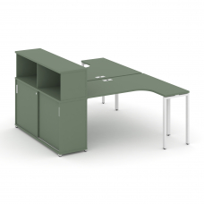 Concept Рабочая станция с опорным шкафом-купе с надставкой низ. CN.DSA-220 W Кобо/Металл Белый 2000*