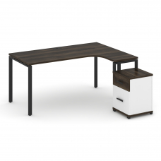 Concept Стол эргономичный с опорной тумбой CN.SA-308(R) B Дуб Мали/Белый Бриллиант/Металл Черный 158