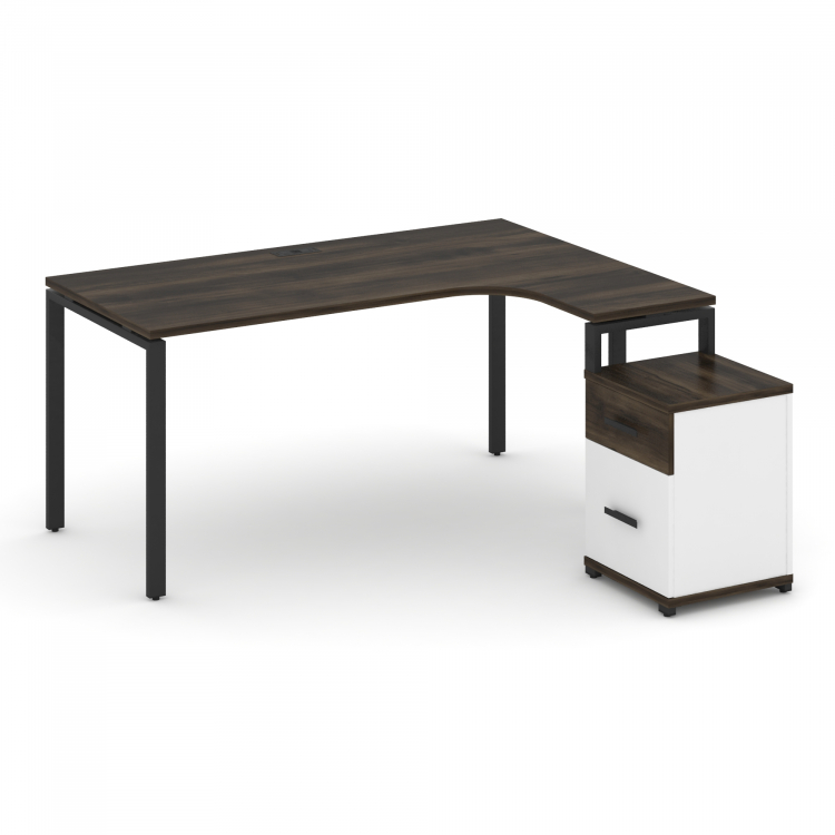 Concept Стол эргономичный с опорной тумбой CN.SA-308(R) B Дуб Мали/Белый Бриллиант/Металл Черный 158