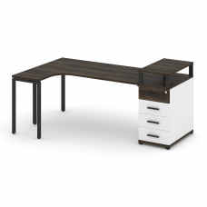 Concept Стол эргономичный CN.SA-406(L) B Дуб Мали/Белый Бриллиант/Металл Черный 2000*1180*917