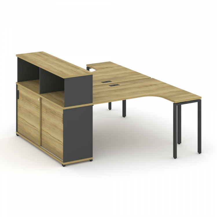 Concept Рабочая станция с опорным шкафом-купе с надставкой низ. CN.DSA-220 A Дуб Винченцо/Антрацит/М