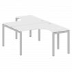 Metal System Quattro Рабочая станция криволинейная на П-образном м/к 50БП.РАС-СА-2.3 Белый/Металл Се