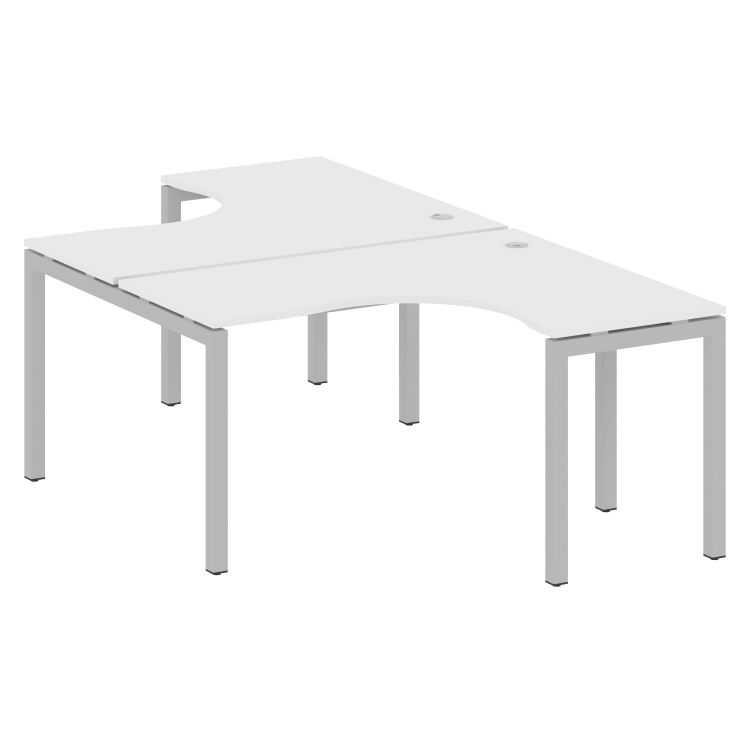 Metal System Quattro Рабочая станция криволинейная на П-образном м/к 50БП.РАС-СА-2.3 Белый/Металл Се