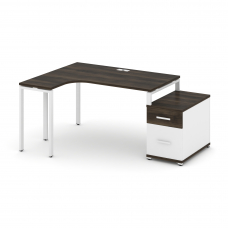 Concept Стол эргономичный с опорной тумбой CN.SA-302(L) W Дуб Мали/Белый Бриллиант/Металл Белый 1380