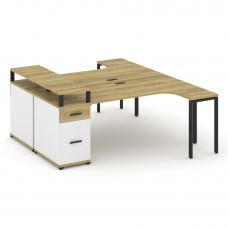 Concept Рабочая станция CN.DSA-408 B Дуб Винченцо/Белый Бриллиант/Металл Черный 2000*1180*917