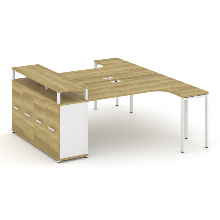 Concept Рабочая станция с опорным распаш. шкафом с верх. горизонтом CN.DSA-212 W Дуб Винченцо/Белый
