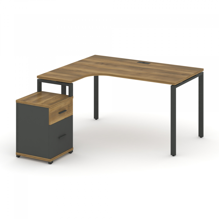 Concept Стол эргономичный с опорной тумбой CN.SA-308(L) A Сандал Янтарный/Антрацит/Металл Антрацит 1