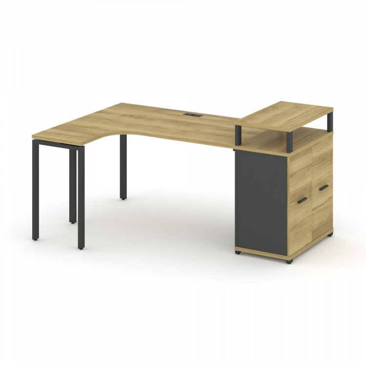 Concept Стол эргономичный с опорным распаш. шкафом с верх. горизонтом CN.SA-212(L) A Дуб Винченцо/Ан
