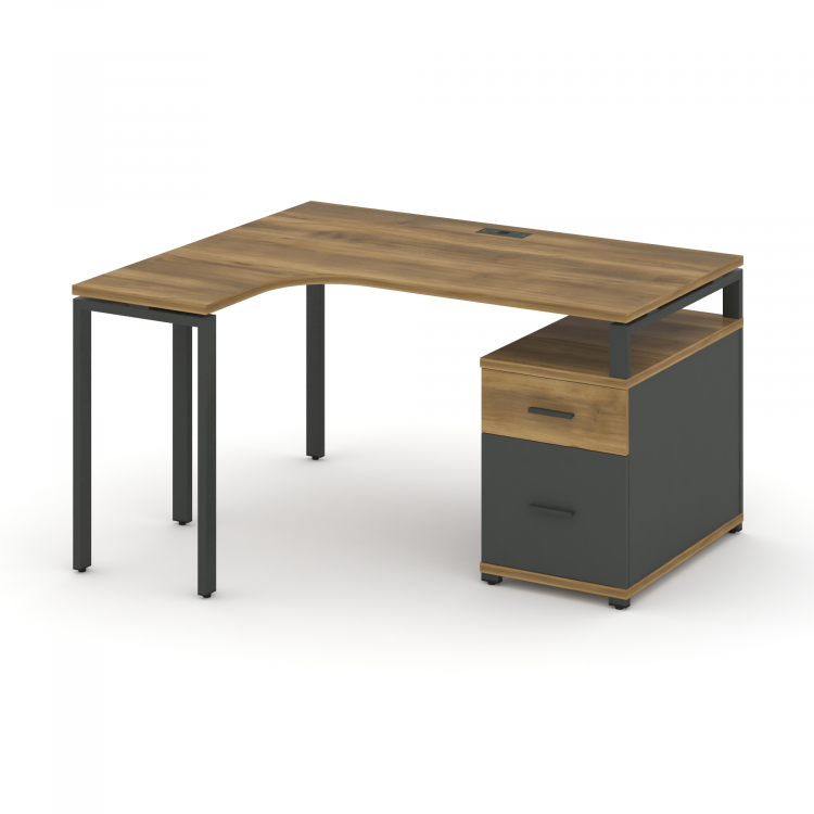 Concept Стол эргономичный с опорной тумбой CN.SA-302(L) A Сандал Янтарный/Антрацит/Металл Антрацит 1