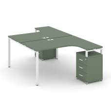 Concept Рабочая станция с 2 опорными тумбами CN.DSA-305 W Кобо/Металл Белый 1380*2400/3532*750