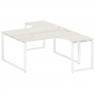 Metal System Рабочая станция криволинейная на О-образном м/к БО.РАС-СА-2.4 Дуб Наварра/Металл Белый