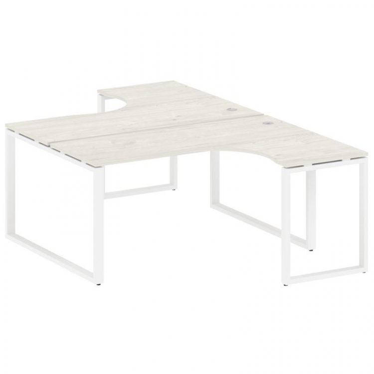 Metal System Рабочая станция криволинейная на О-образном м/к БО.РАС-СА-2.4 Дуб Наварра/Металл Белый