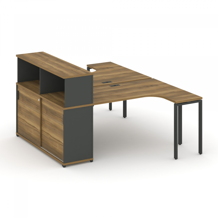 Concept Рабочая станция с опорным шкафом-купе с надставкой низ. CN.DSA-220 A Сандал Янтарный/Антраци