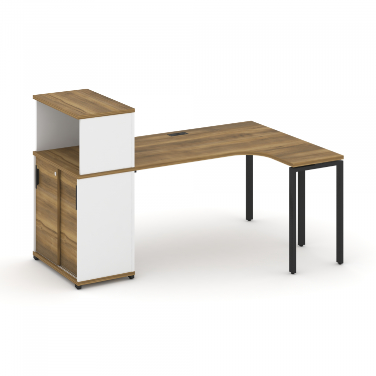 Concept Стол эргономичный с опорным шкафом-купе с надставкой низ. CN.SA-219(R) B Сандал Янтарный/Бе