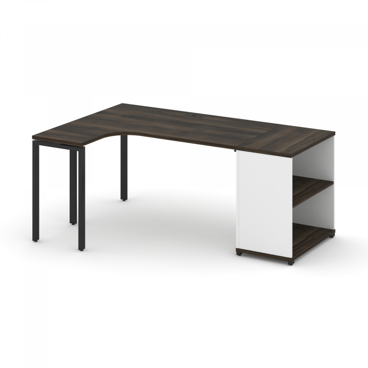Concept Стол эргономичный с опорным стеллажом CN.SA-201(L) Дуб Мали/Белый Бриллиант/Металл Черный 18