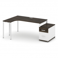 Concept Стол эргономичный с опорной тумбой CN.SA-304(L) W Дуб Мали/Белый Бриллиант/Металл Белый 1580