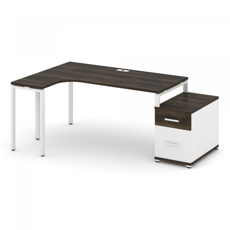 Concept Стол эргономичный с опорной тумбой CN.SA-304(L) W Дуб Мали/Белый Бриллиант/Металл Белый 1580