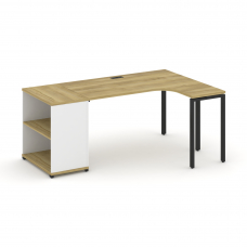 Concept Стол эргономичный с опорным стеллажом CN.SA-201(R) Дуб Винченцо/Белый Бриллиант/Металл Черны