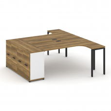 Concept Рабочая станция с опорным распаш. шкафом CN.DSA-210 B Сандал Янтарный/Белый Бриллиант/Металл