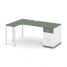 Concept Стол эргономичный CN.SA-404(L) W Кобо/Белый Бриллиант/Металл Белый 2000*1180*750