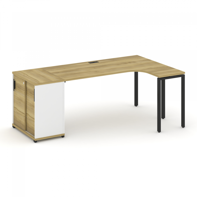 Concept Стол эргономичный с опорным шкафом-купе CN.SA-218(R) B Дуб Винченцо/Белый Бриллиант/Металл