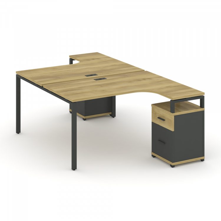 Concept Рабочая станция с 2 опорными тумбами CN.DSA-307 A Дуб Винченцо/Антрацит/Металл Антрацит 1380