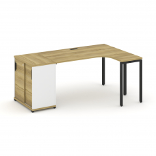 Concept Стол эргономичный с опорным шкафом-купе CN.SA-217(R) B Дуб Винченцо/Белый Бриллиант/Металл