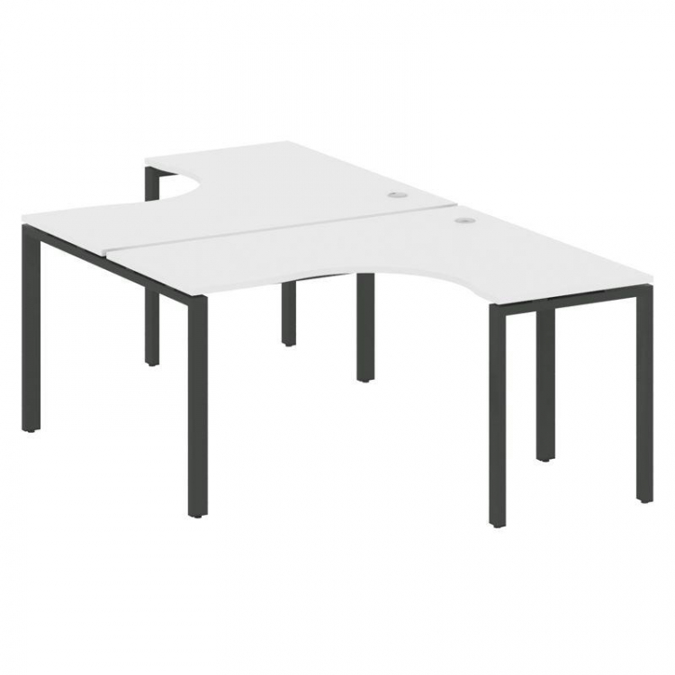 Metal System Рабочая станция криволинейная на П-образном м/к БП.РАС-СА-2.3 Белый/Металл Антрацит 140