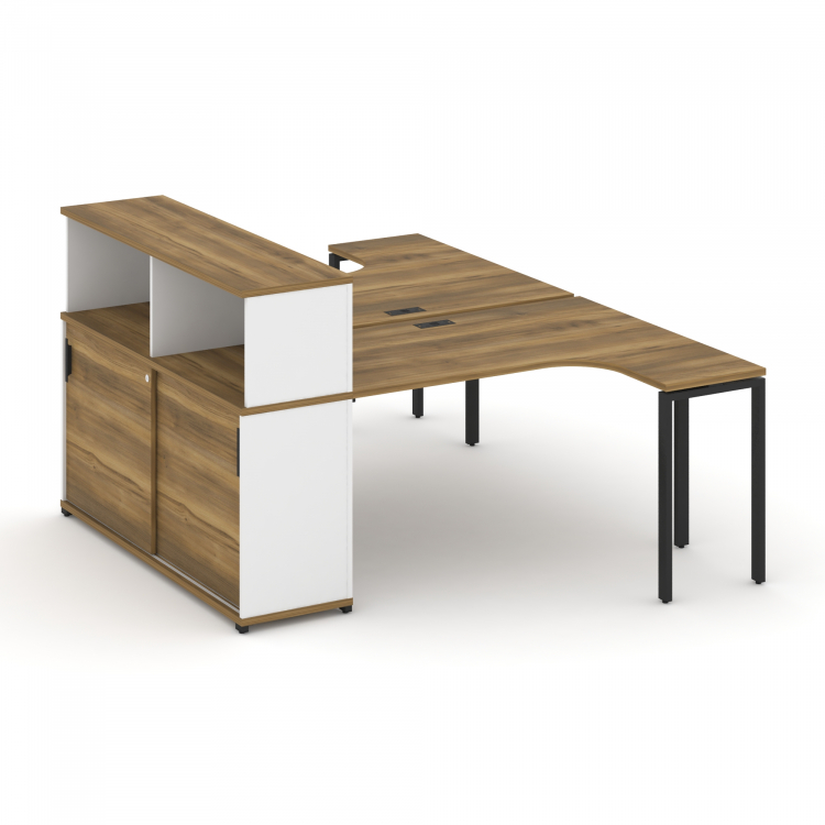 Concept Рабочая станция с опорным шкафом-купе с надставкой низ. CN.DSA-219 B Сандал Янтарный/Белый Б