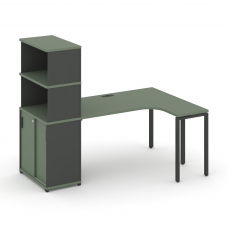 Concept Стол эргономичный с опорным шкафом-купе с надставкой выс. CN.SA-222(R) A Кобо/Антрацит/Мета
