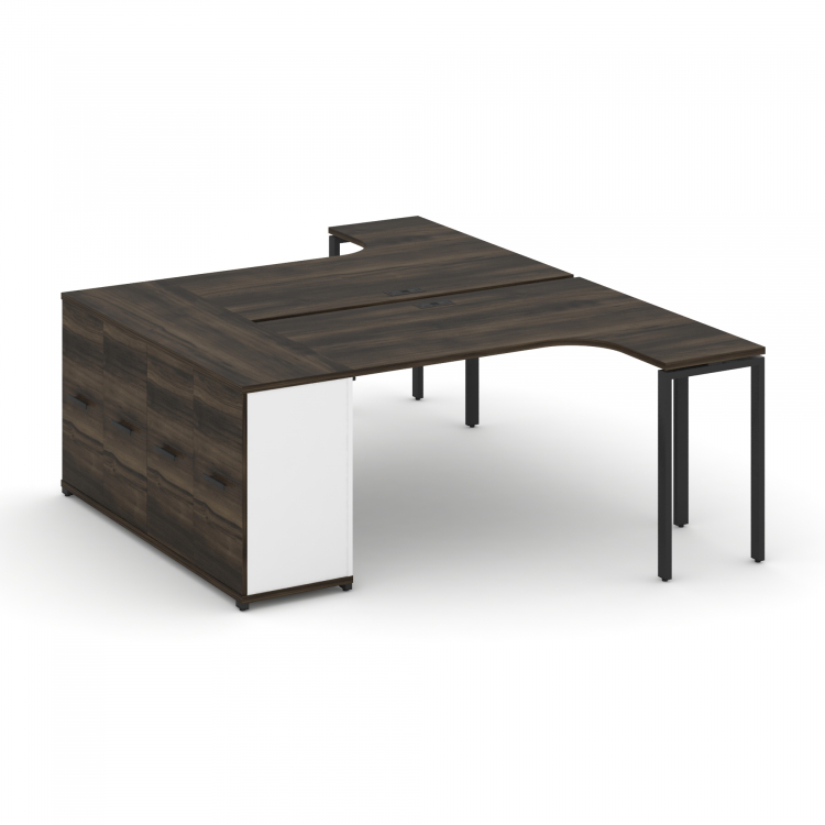 Concept Рабочая станция с опорным распаш. шкафом CN.DSA-209 B Дуб Мали/Белый Бриллиант/Металл Черный