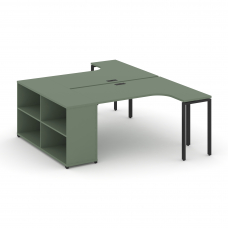 Concept Рабочая станция с опорным стеллажом CN.DSA-202 Кобо/Металл Черный 2000*1480*750