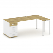 Concept Стол эргономичный CN.SA-402(R) W Дуб Винченцо/Белый Бриллиант/Металл Белый 2000*1180*750
