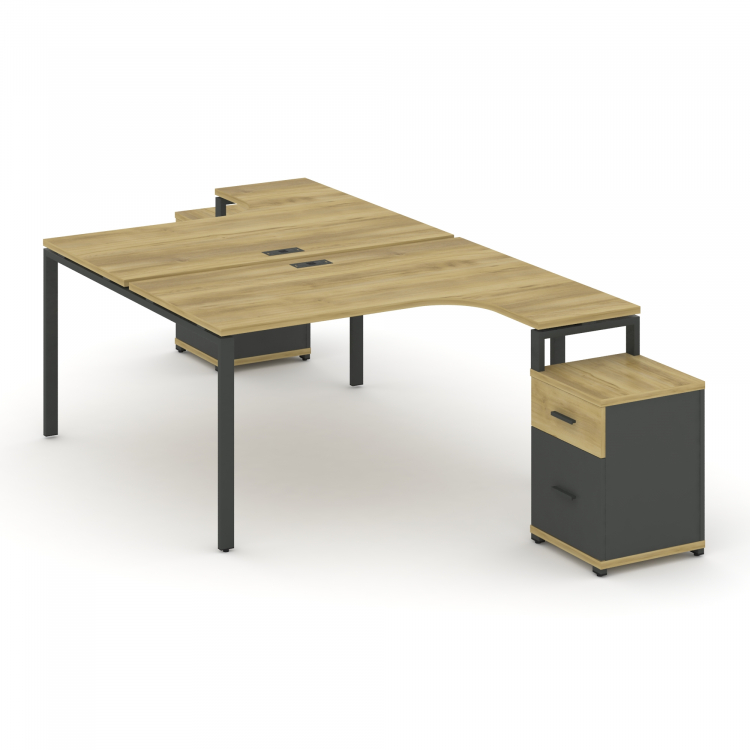 Concept Рабочая станция с 2 опорными тумбами CN.DSA-307 A Дуб Винченцо/Антрацит/Металл Антрацит 1380