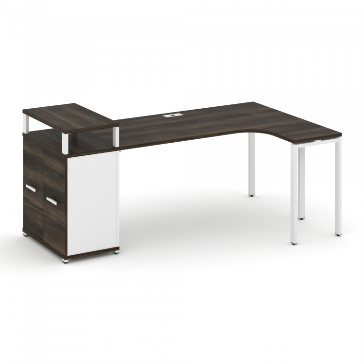 Concept Стол эргономичный с опорным распаш. шкафом с верх. горизонтом CN.SA-212(R) W Дуб Мали/Белый