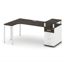 Concept Стол эргономичный CN.SA-406(L) W Дуб Мали/Белый Бриллиант/Металл Белый 2000*1180*917