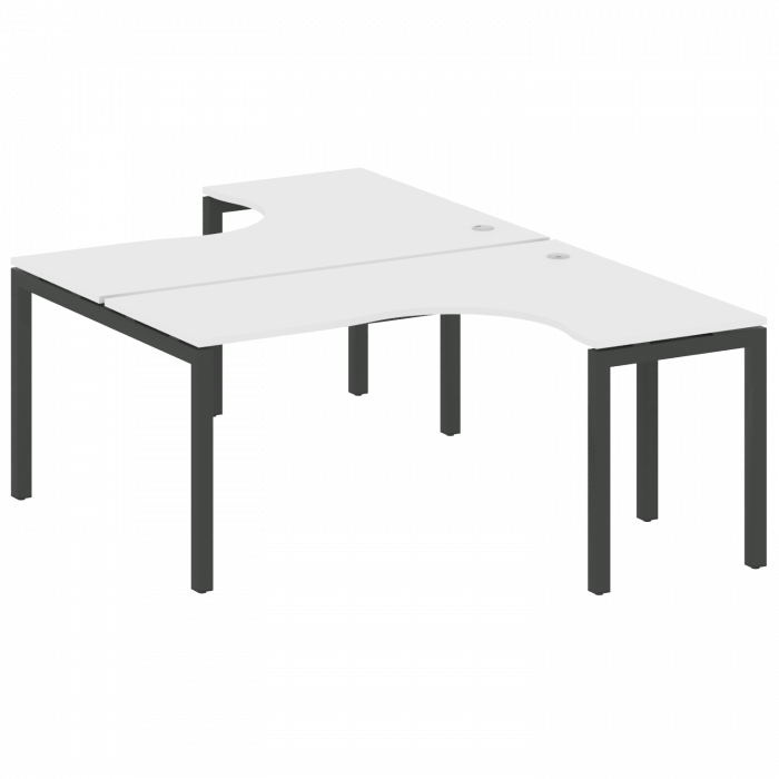 Metal System Quattro Рабочая станция криволинейная на П-образном м/к 50БП.РАС-СА-2.4 Белый/Металл Ан