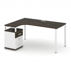 Concept Стол эргономичный с опорной тумбой CN.SA-307(L) W Дуб Мали/Белый Бриллиант/Металл Белый 1580