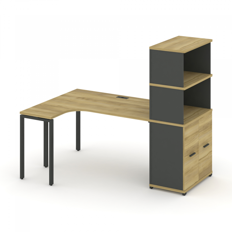 Concept Стол эргономичный с опорным распаш. шкафом с надставкой выс. CN.SA-215(L) A Дуб Винченцо/Ан