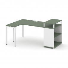 Concept Стол эргономичный с опорным стеллажом с верх. горизонтом CN.SA-204(L) Кобо/Белый Бриллиант/М